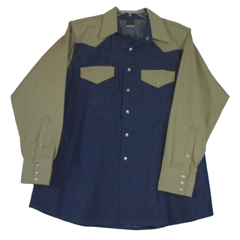 LAPCO Shirt Shacket Men's Large Vintage 90s‎ Pearl Snap Duck Canvas USA Sz 17.5